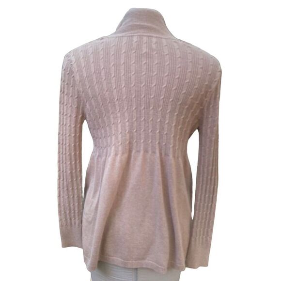 Sonoma Open Front Cardigan Gathered Waist Size M Cozy Rolled Collar - Picture 7 of 9